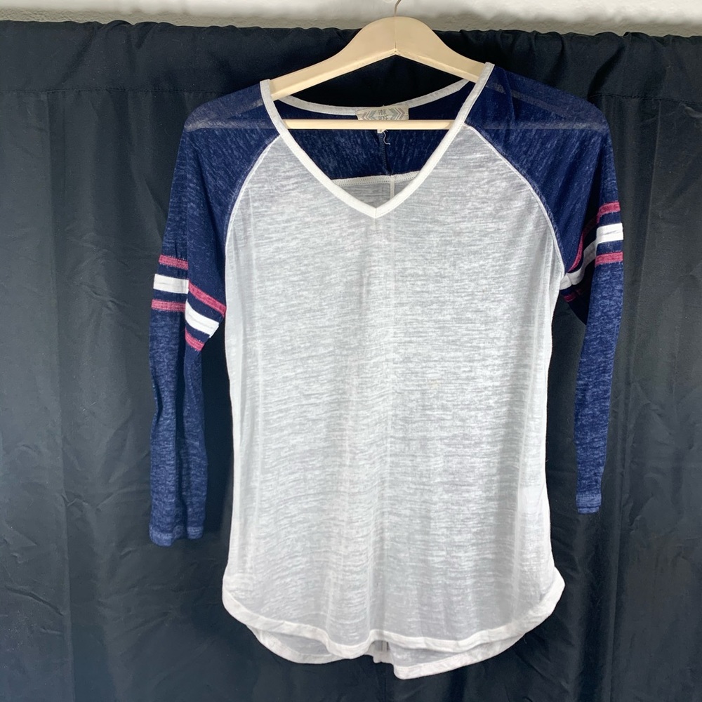 Pink Rose Small  White and navy Shirt